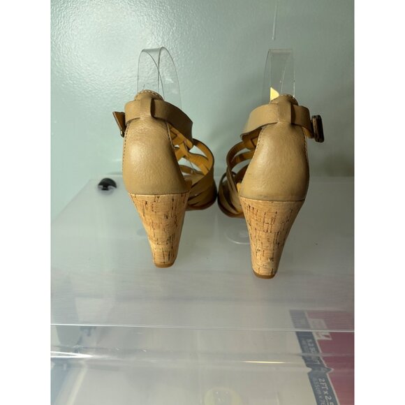 Kork Ease Cork Wedge Sandals Beige Sz 10M Strappy Leather Buckle Strap Neutral - Picture 8 of 12